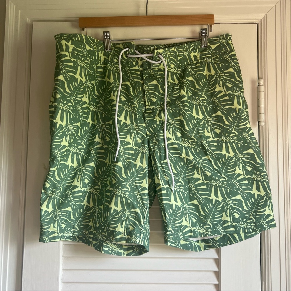St. John's Bay Green and Yellow Board Shorts Tropical Style